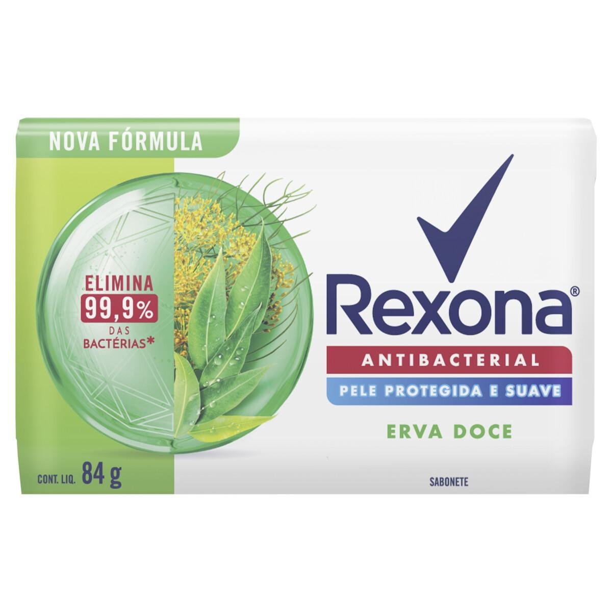 Sabonete Barra Antibacterial Erva-Doce Rexona Envoltório 84g