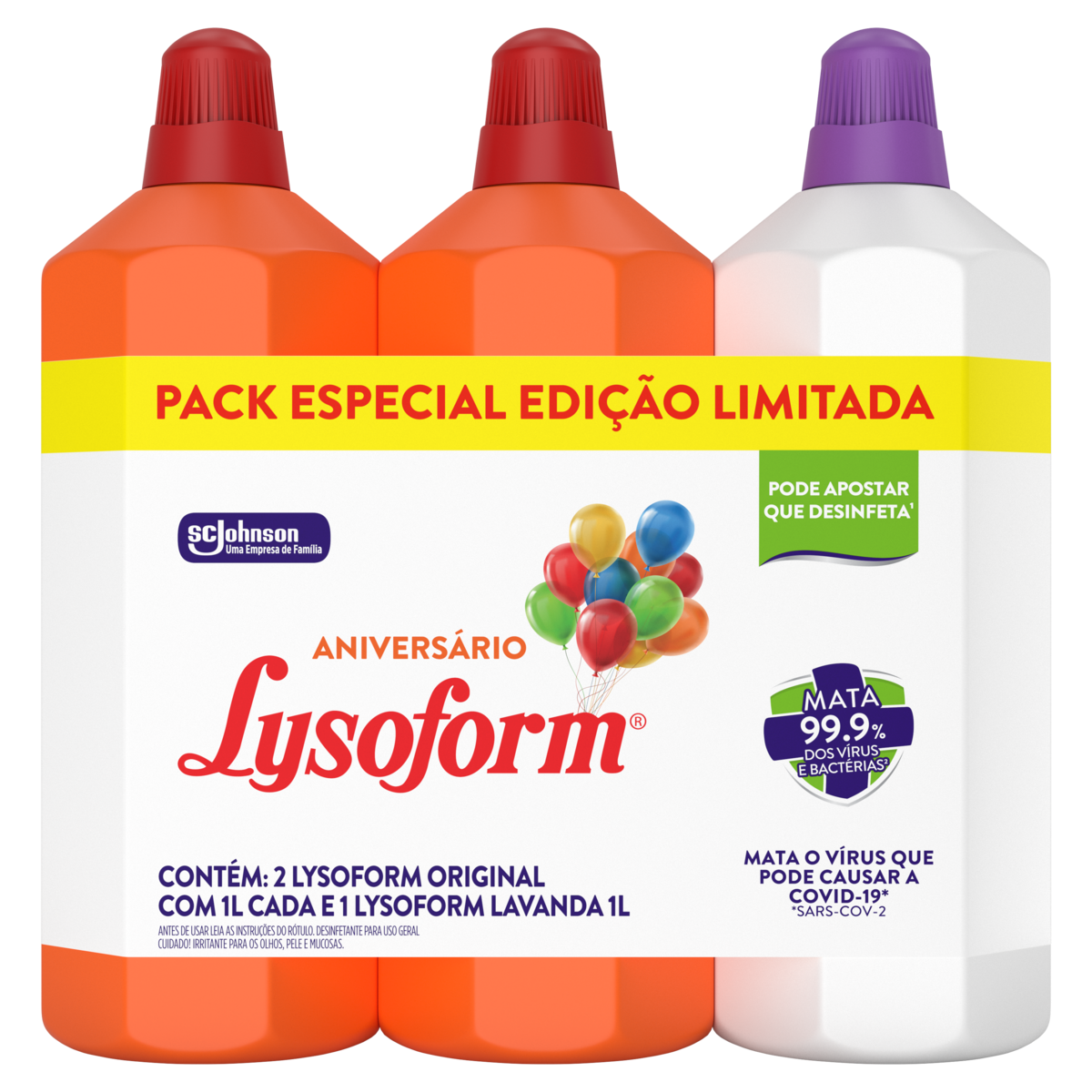 Kit 3 Desinfetantes Lysoform 1L