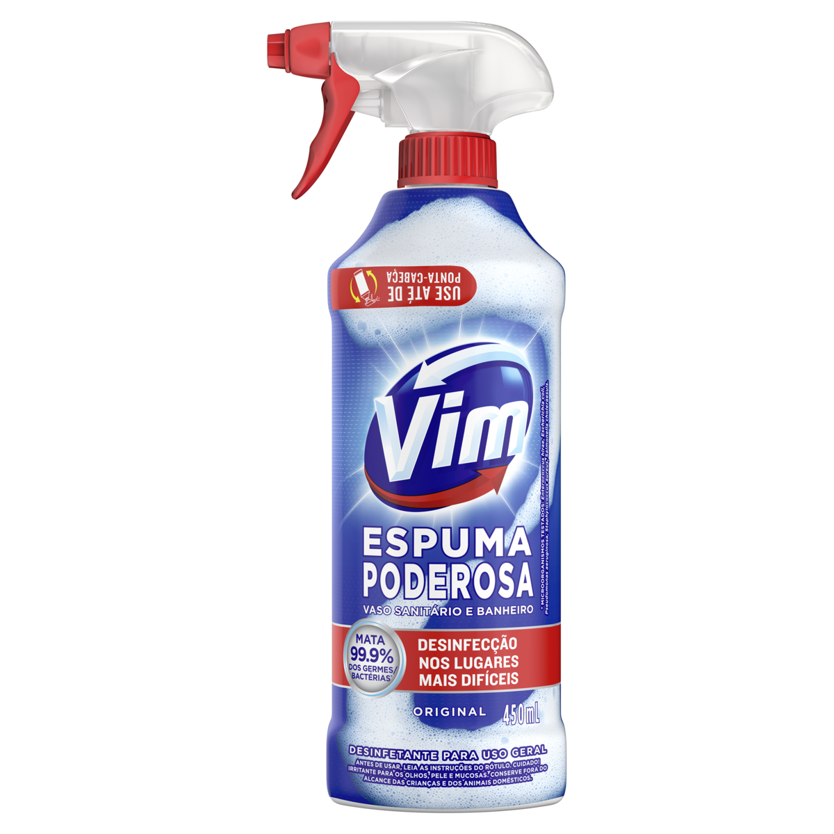 Desinfetante Uso Geral Original Vim Espuma Poderosa Frasco 450ml Borrifador