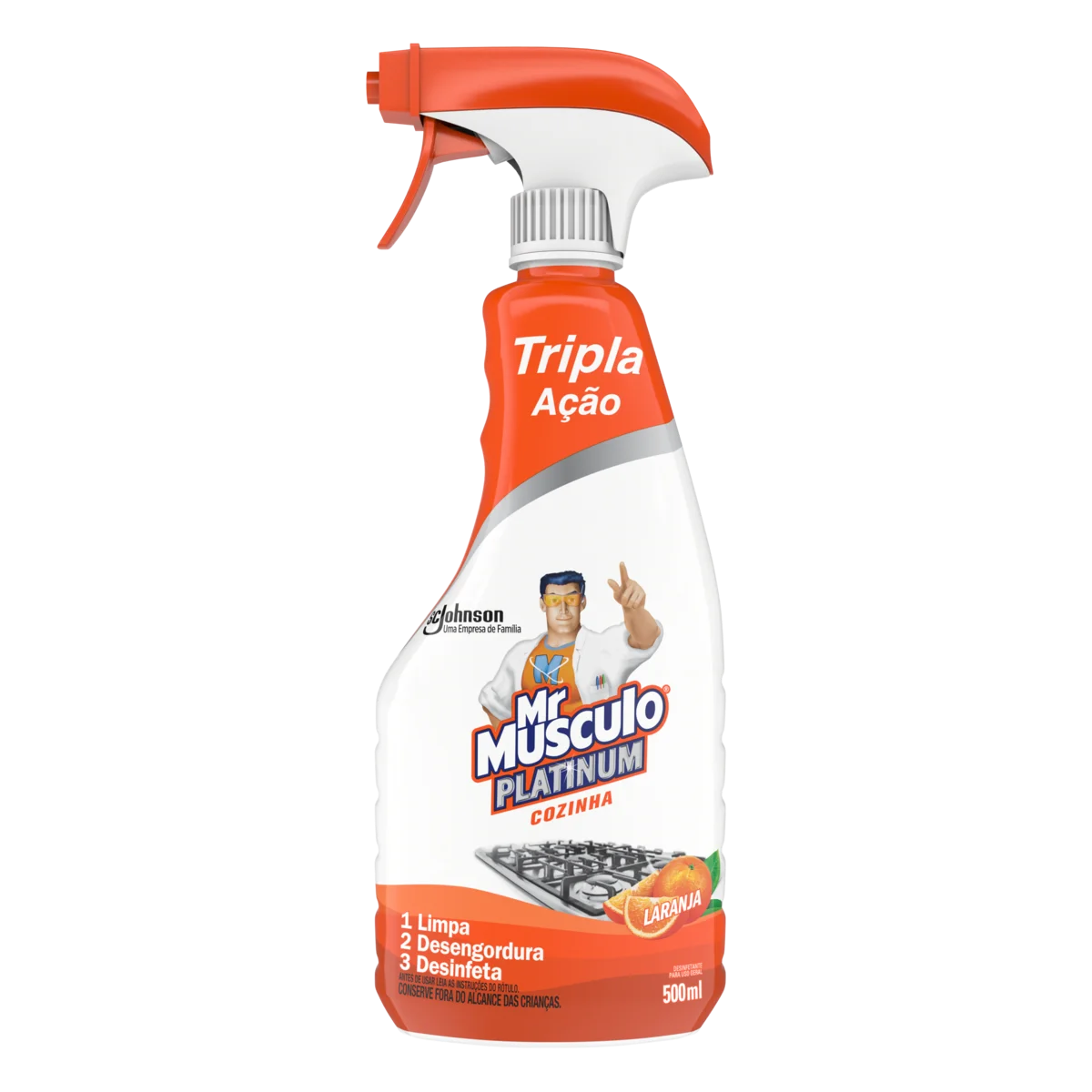 Desinfetante Cozinha Laranja Mr Músculo Platinum Frasco 500ml Borrifador
