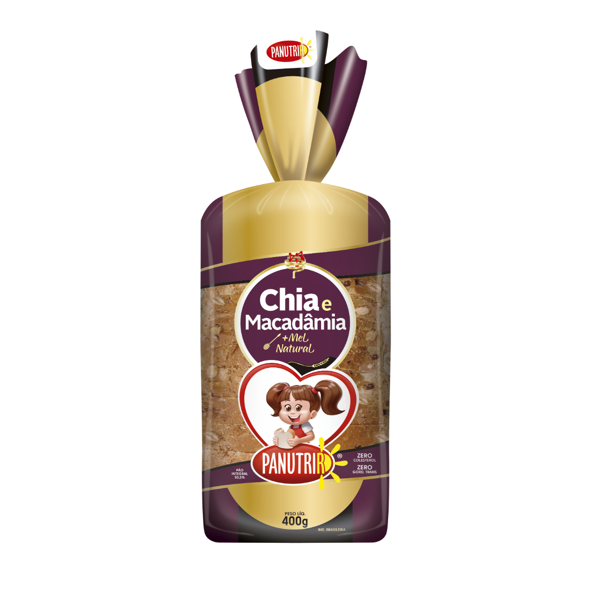 Pão 100% Integral Chia e Macadâmia PANUTRI 400g