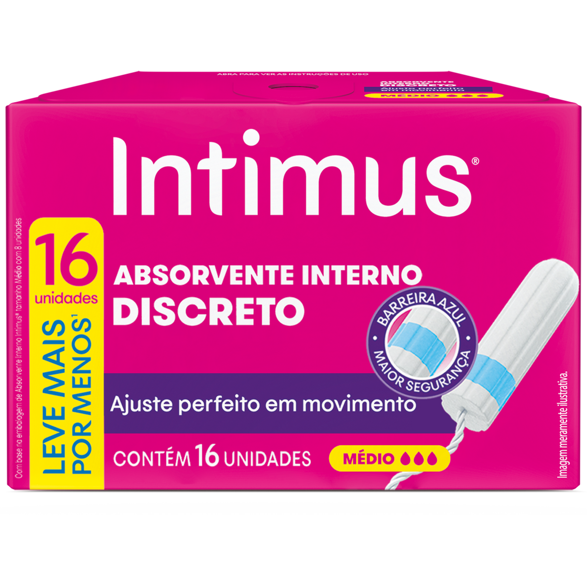 Absorvente Interno Intimus® Discreto Médio - 16 un