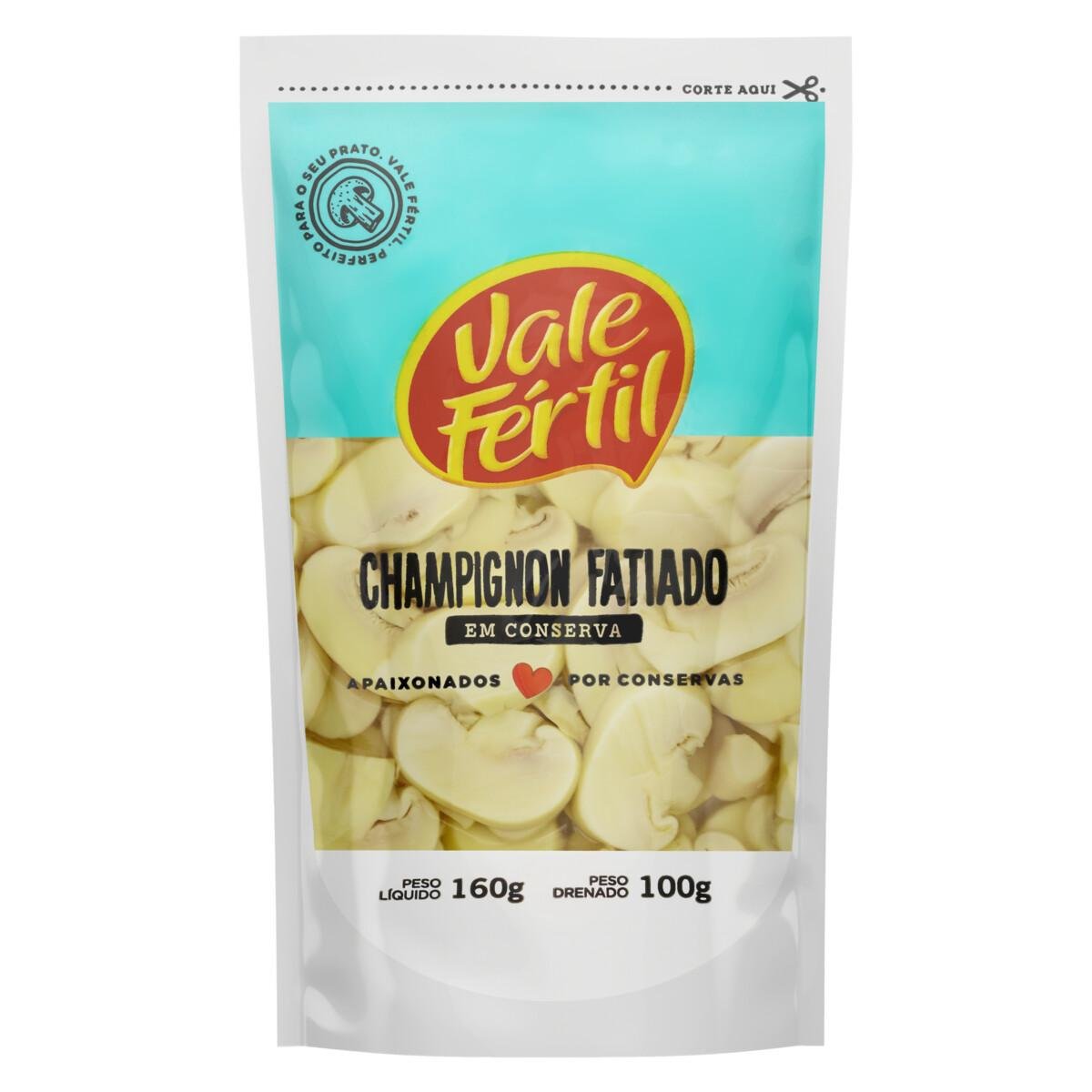 Cogumelo Champignon em Conserva Fatiado Vale Fértil Sachê 100g