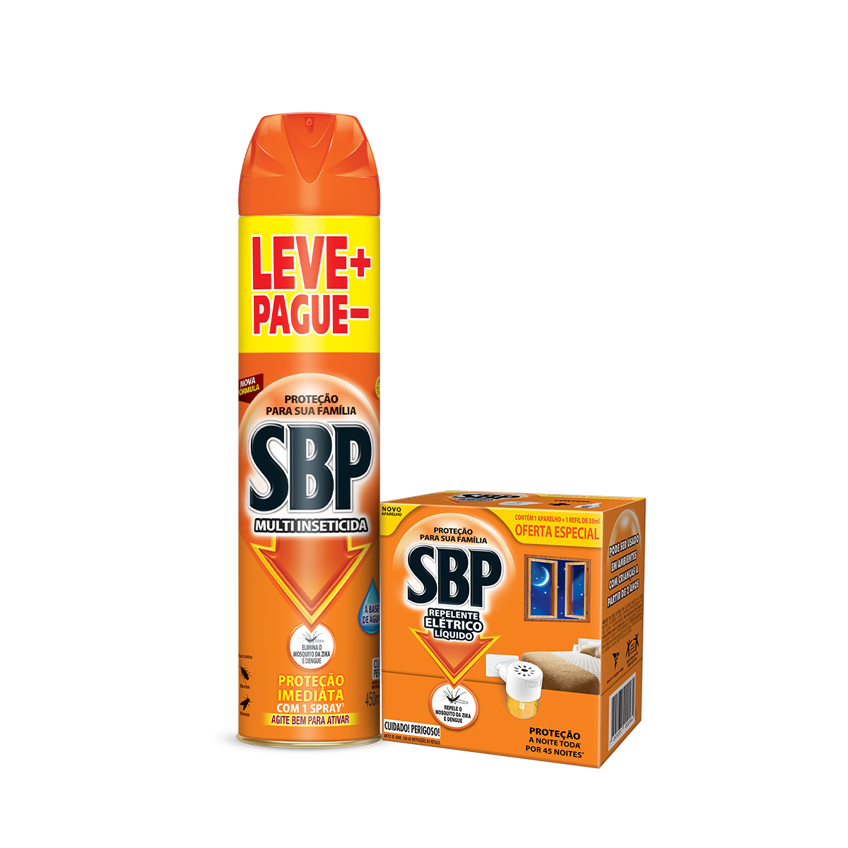Kit SBP Multi Inseticida Aerossol 450ml Leve Mais Pague Menos + Repelente Elétrico Líquido SBP 45 Noites Novo Aparelho com Refil