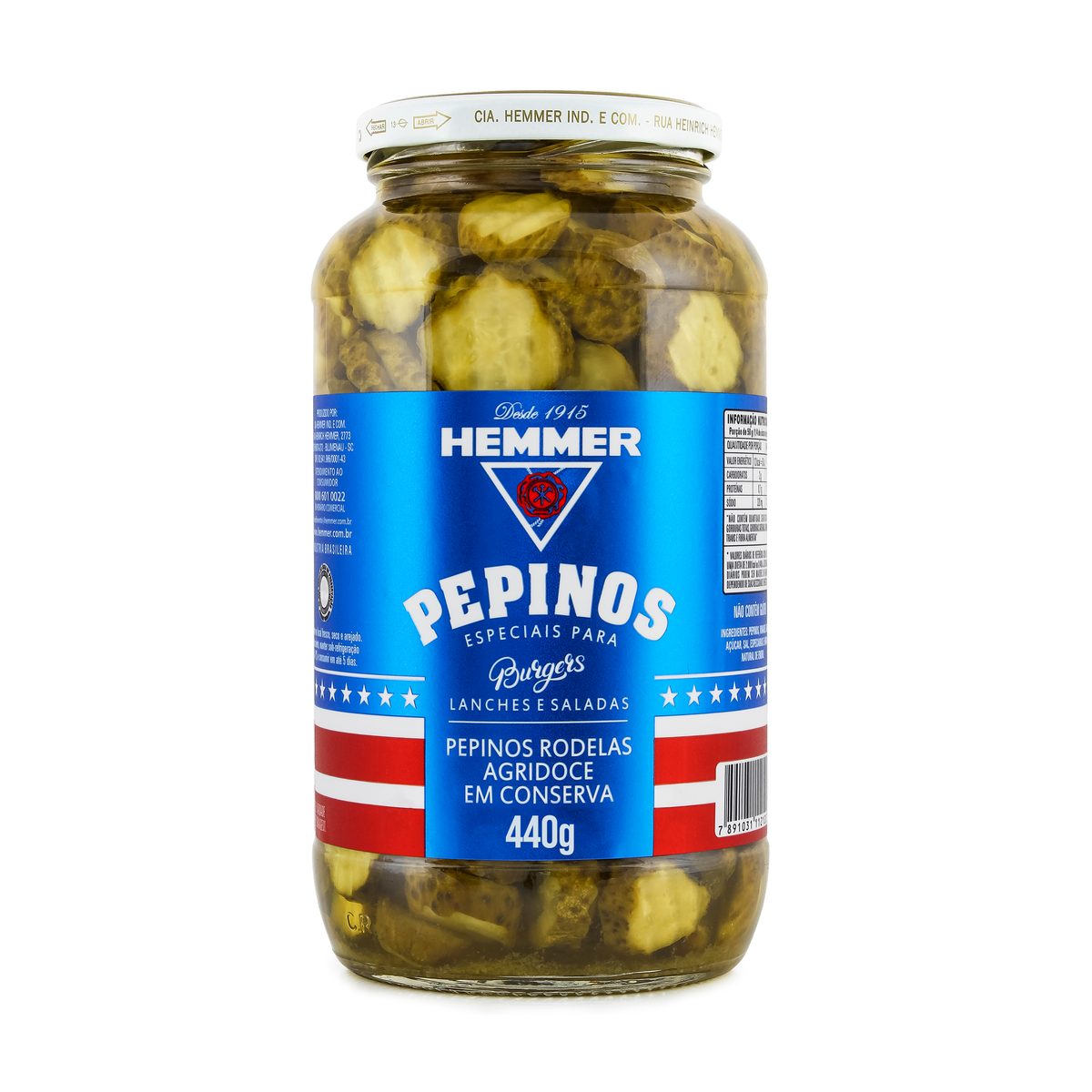 Pepino em Conserva em Rodelas Agridoce Hemmer Vidro 440g