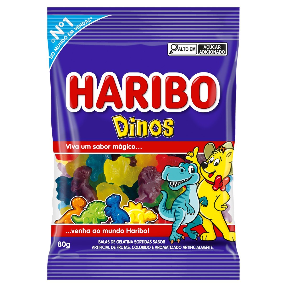 Bala de Gelatina Frutas Dinos Haribo Pacote 80g