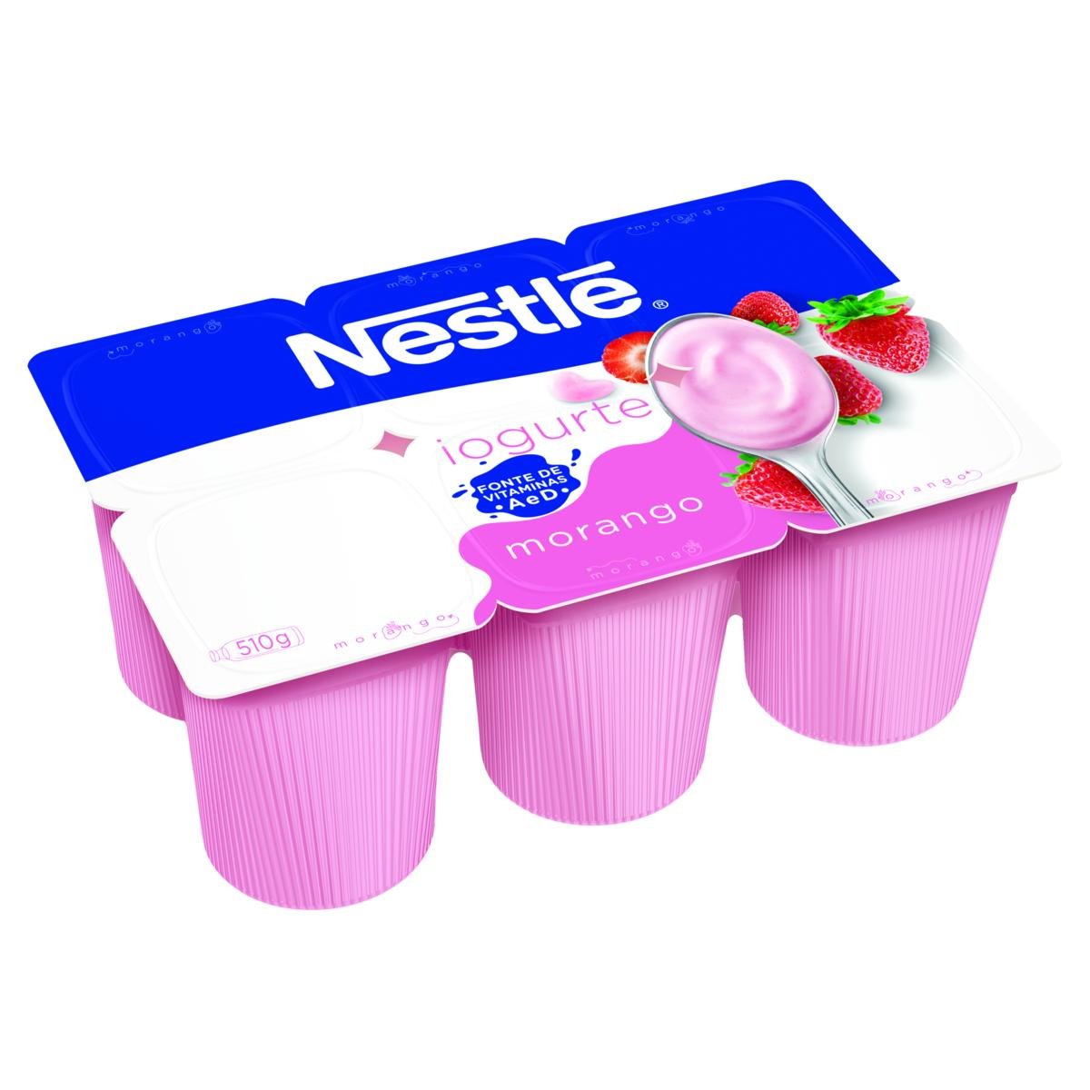 Iogurte Morango Nestlé Bandeja 510g 6 Unidades