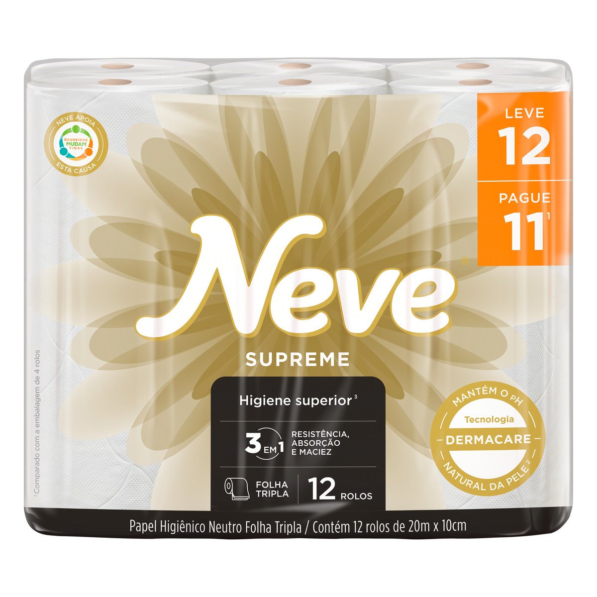 Papel Higiênico NEVE Supreme Folha Tripla 12 Rolos