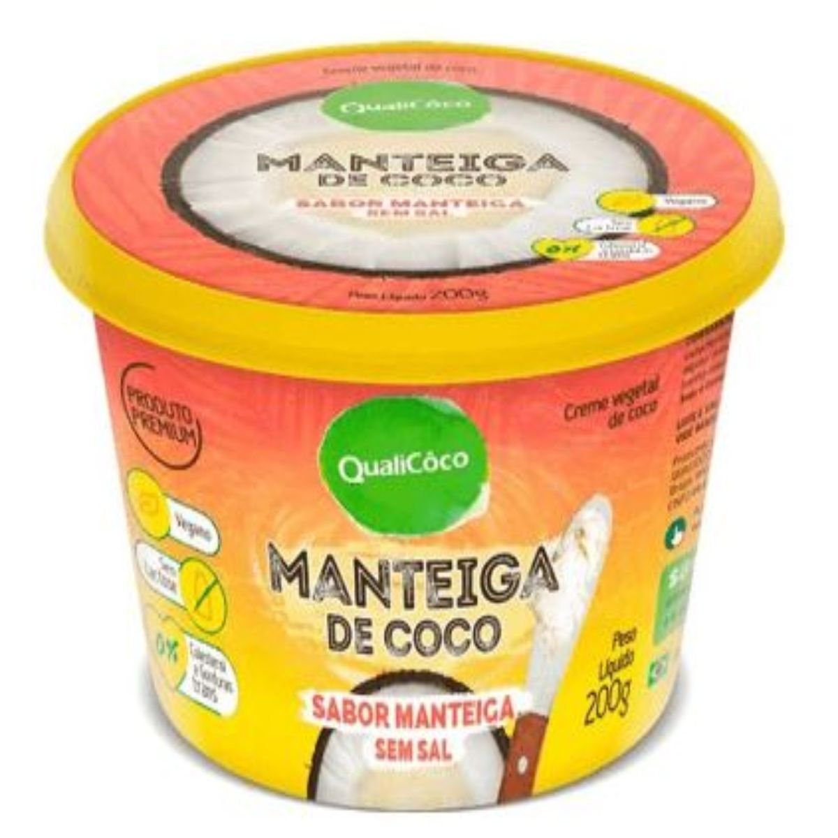 Manteiga de Coco Sabor Manteiga sem Sal Qualicoco Pote 200g