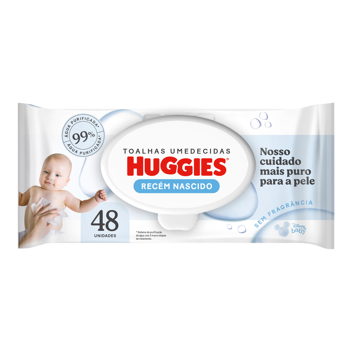 Lenço Umedecido Puro e Natural -  48 unidades