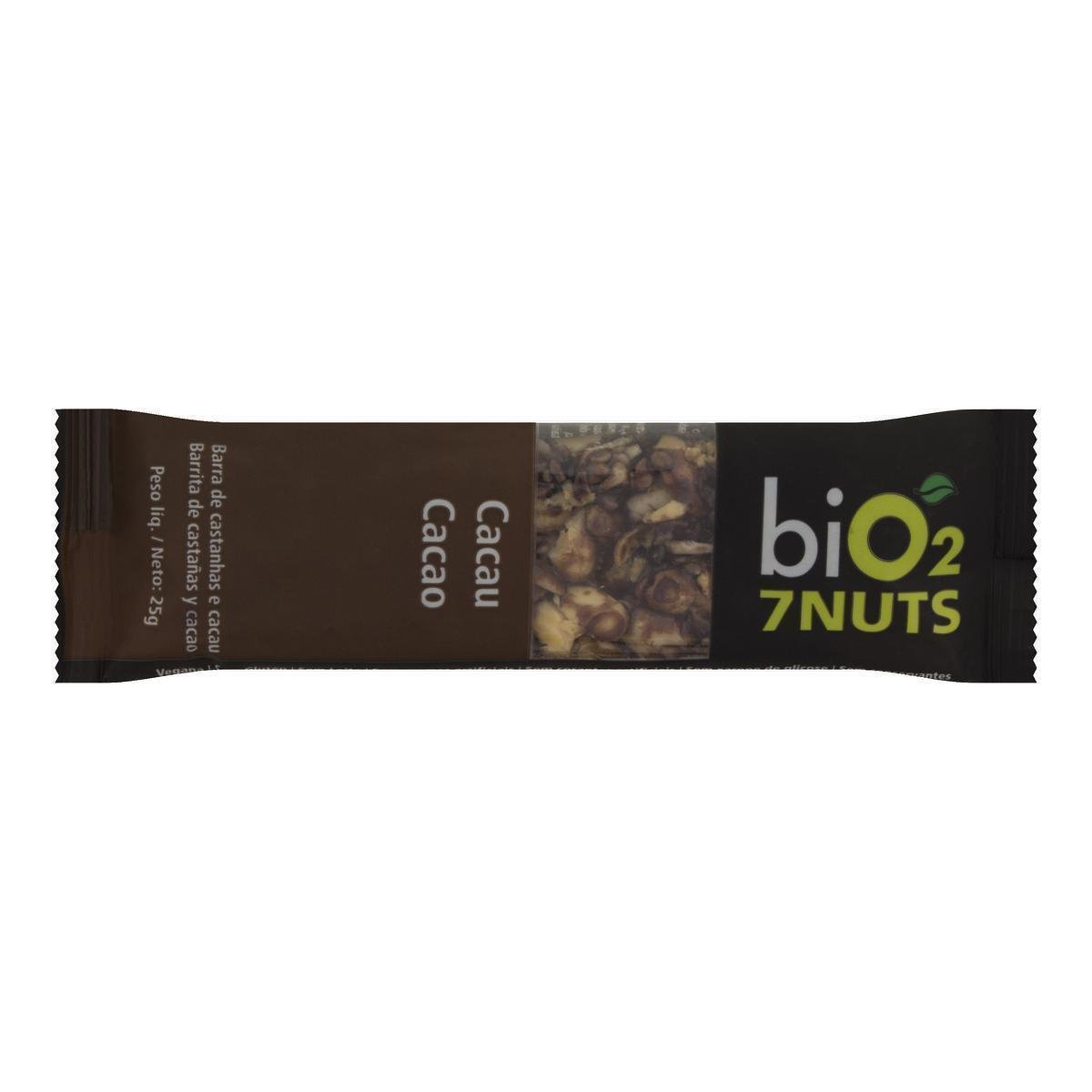 Barra de Castanhas e Cacau biO2 7Nuts Pacote 25g