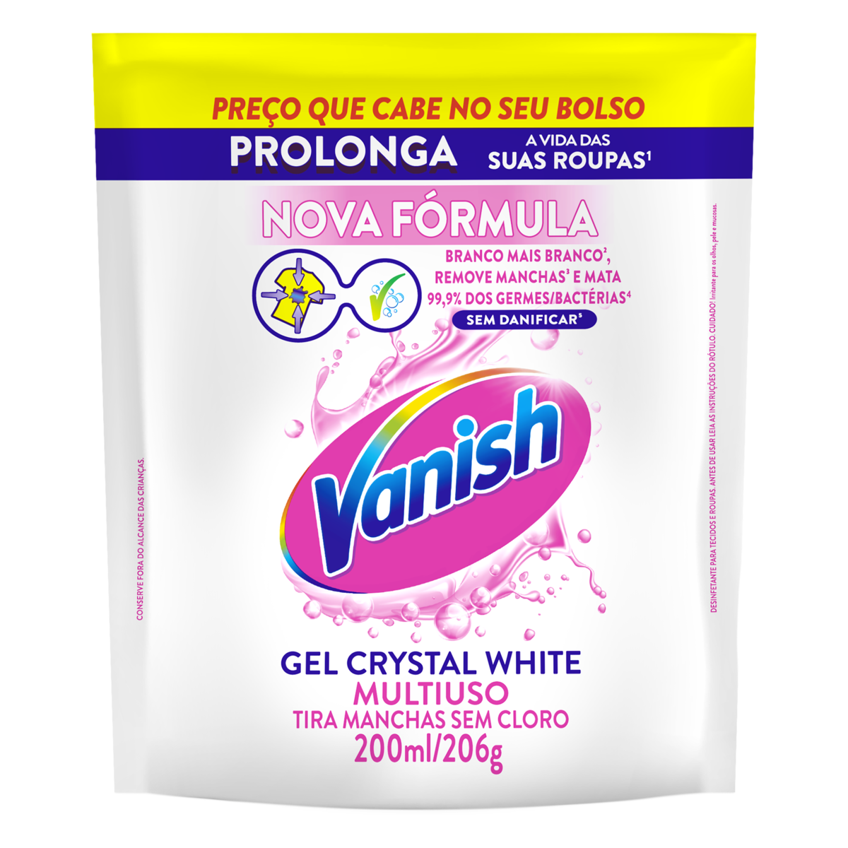 Tira-Manchas Gel Multiuso Vanish Crystal White Sachê 200ml