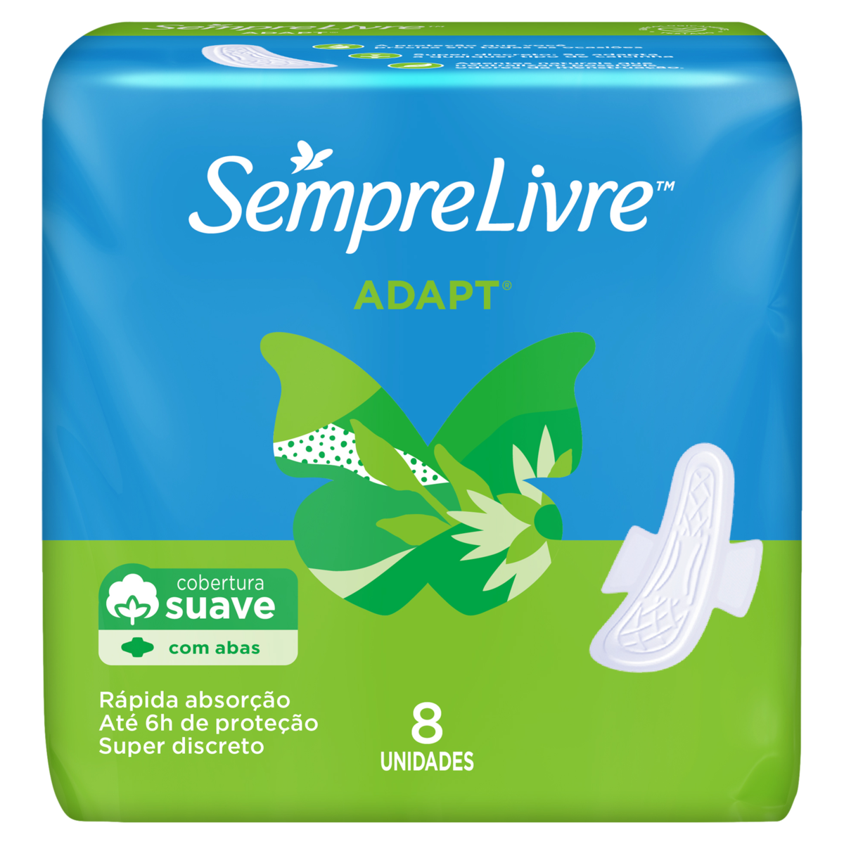 Absorvente Externo SEMPRE LIVRE ADAPT SUAVE C/ 8 unidades