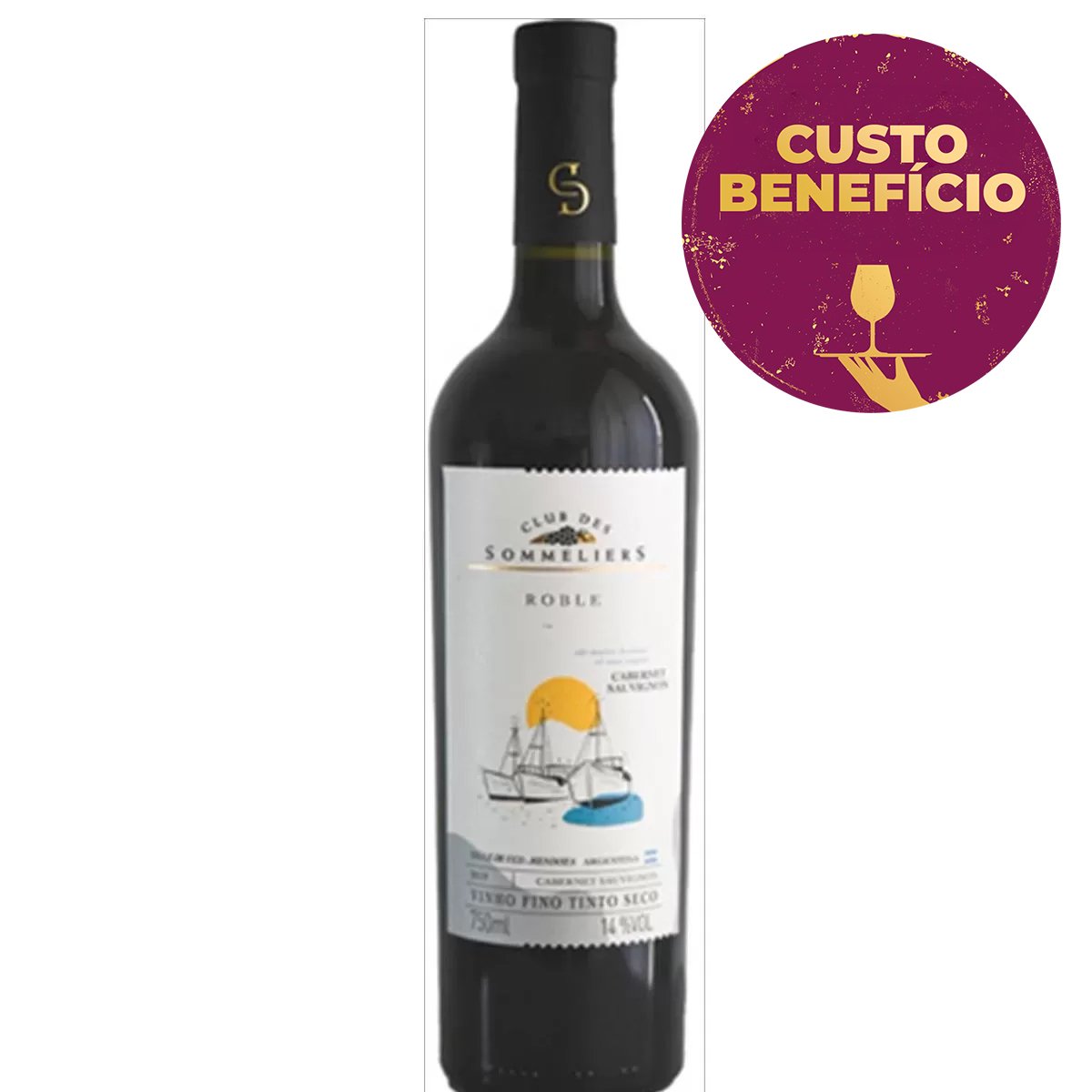 Vinho Tinto Argentino Clube Des Sommeliers Roble Cabernet Sauvignon 750ml