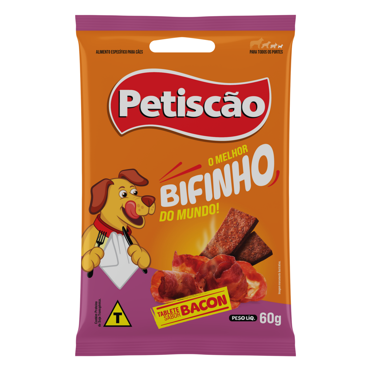 Bifinho Tablete para Cães Bacon Petiscão Pacote 60g