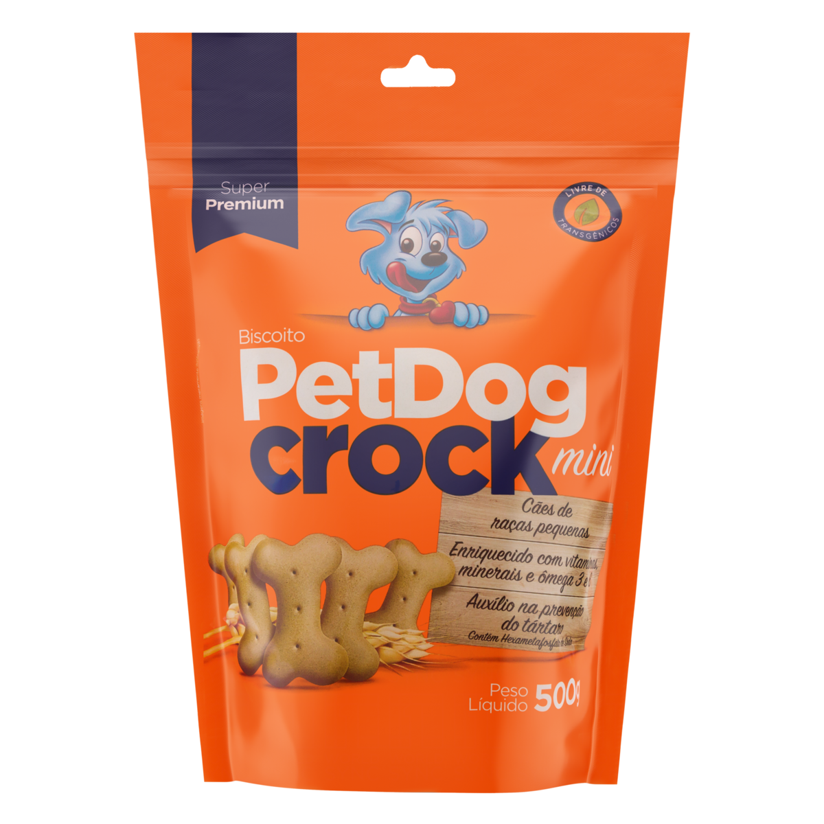 Biscoito para Cães Raças Minis e Pequenas PetDog Crock Pouch 500g