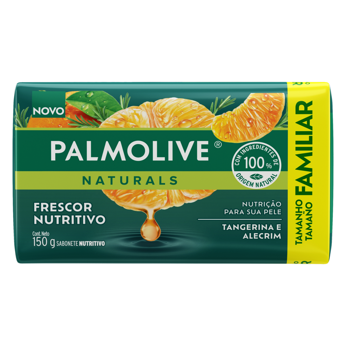 Sabonete Barra Frescor Nutritivo Tangerina e Alecrim Palmolive Naturals Envoltório 150g Tamanho Familiar