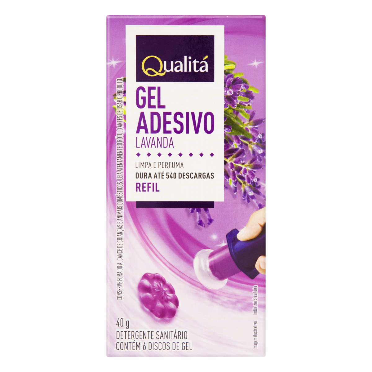 Detergente Sanitário Gel Adesivo Lavanda Qualitá 40g Refil