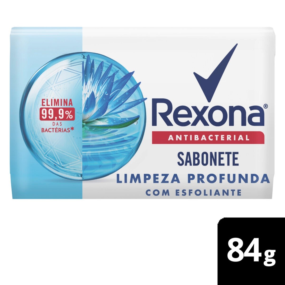 Sabonete Barra Antibacterial Rexona Limpeza Profunda Envoltório 84g