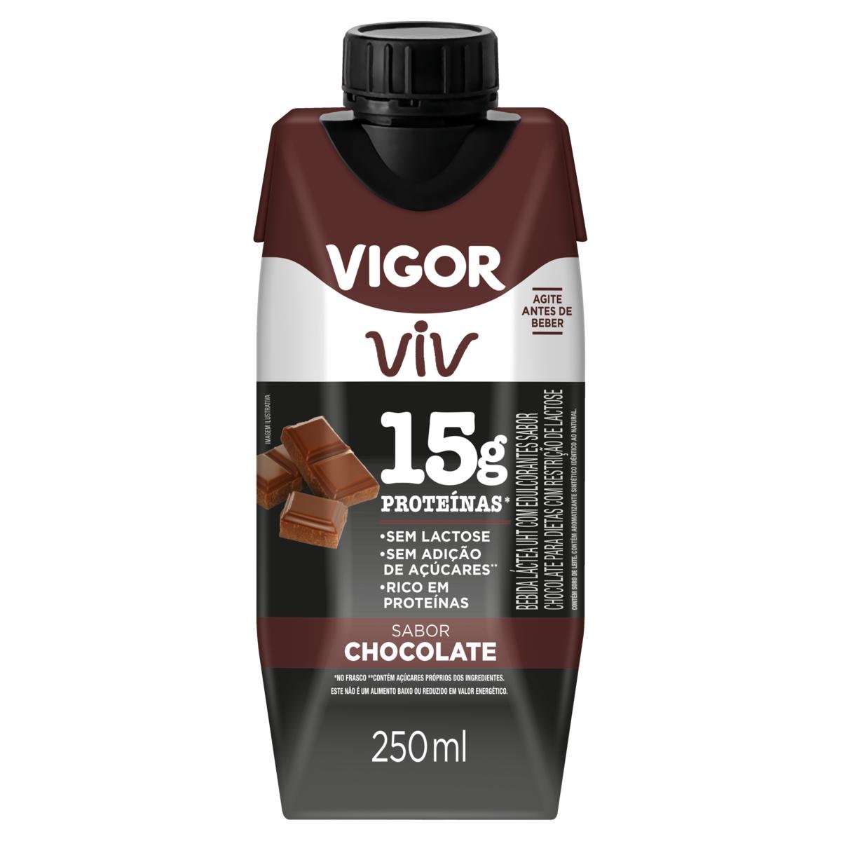 Bebida Láctea UHT Chocolate Zero Lactose Vigor Viv Caixa 250ml
