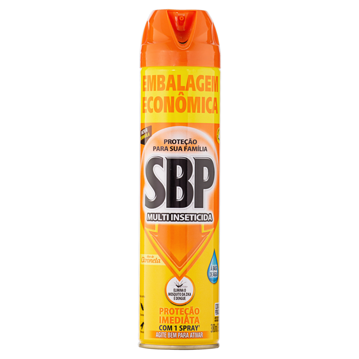 Multi-Inseticida Aerossol Óleo de Citronela SBP Frasco 380ml Spray Embalagem Econômica