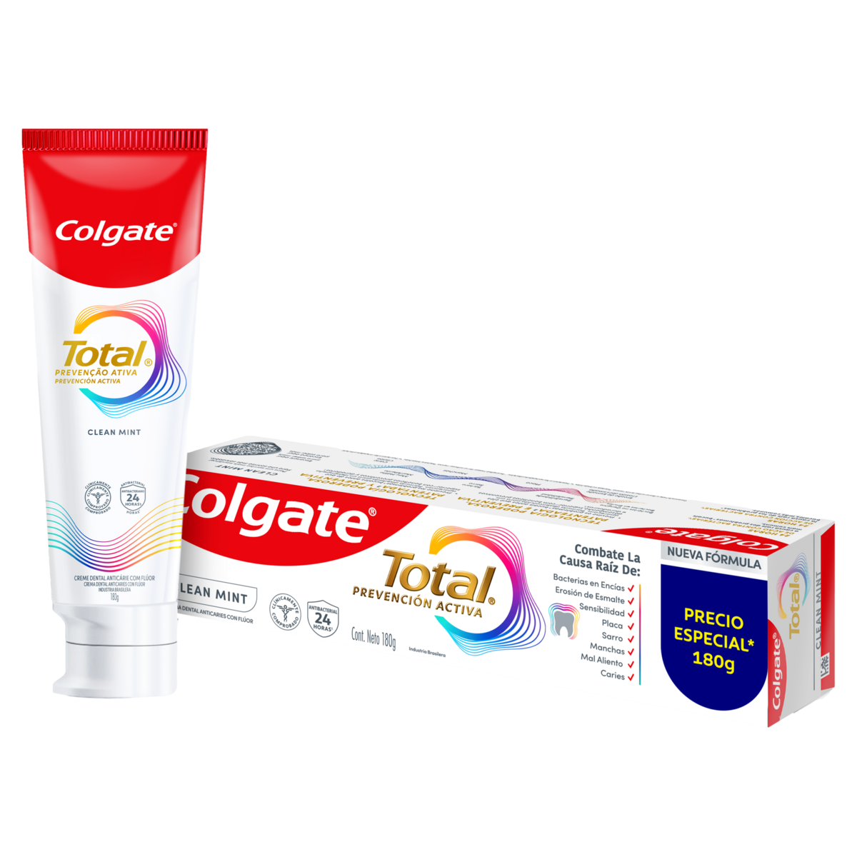 Creme Dental Clean Mint Colgate Total Prevenção Ativa Caixa 180g