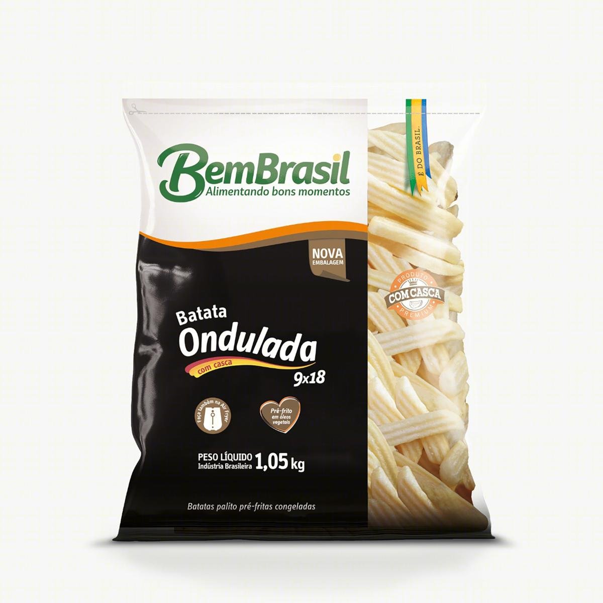 Batata Pré-Frita Ondulada Congelada Bem Brasil Pacote 1,05kg