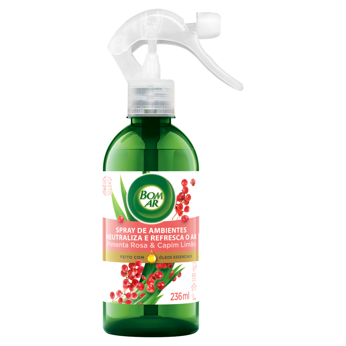 Neutralizador de Odores Pimenta-Rosa & Capim-Limão Bom Ar Frasco 236ml Borrifador