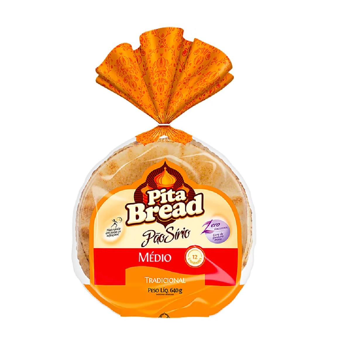 Pão Sírio Médio Tradicional Pita Bread Pacote 640g