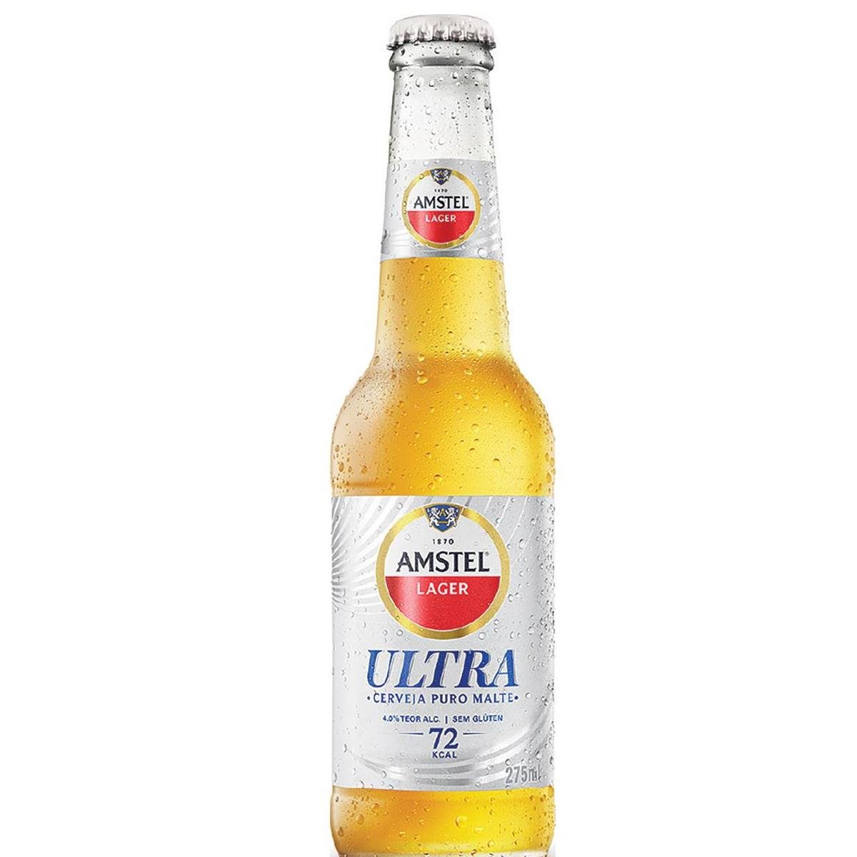 Cerveja Lager Puro Malte sem Glúten Amstel Ultra Garrafa 275ml