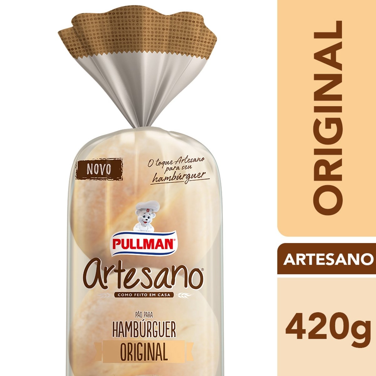 Pão para Hambúrguer Original Pullman Artesano Pacote 420g
