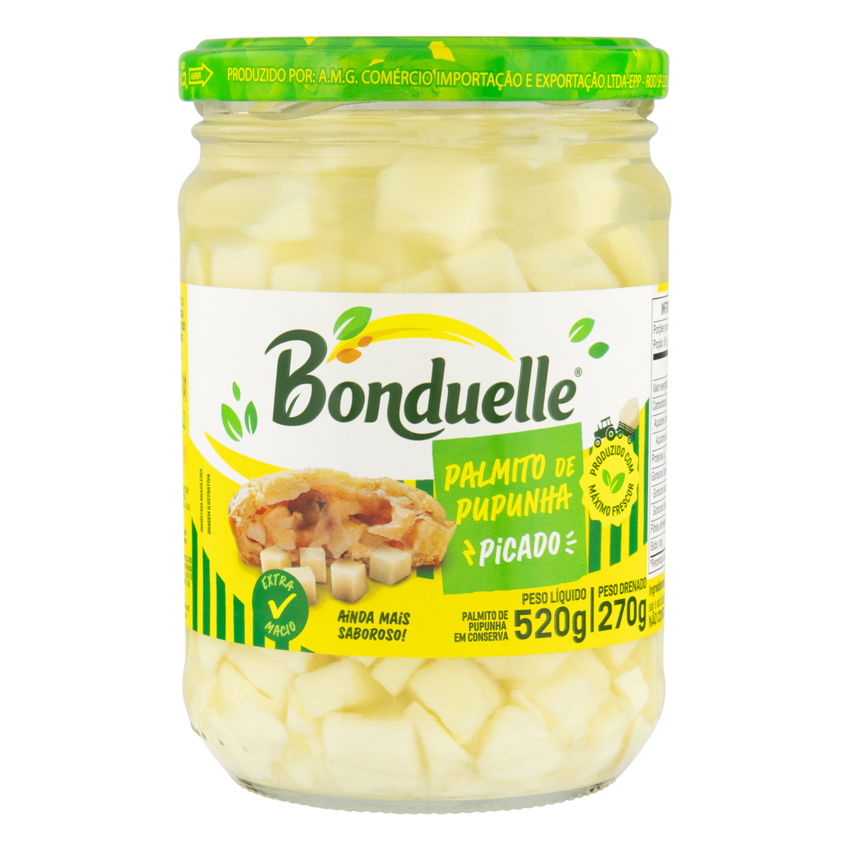 Palmito Pupunha BONDUELLE Picado Peso liquido 520g Peso Drenado 270g
