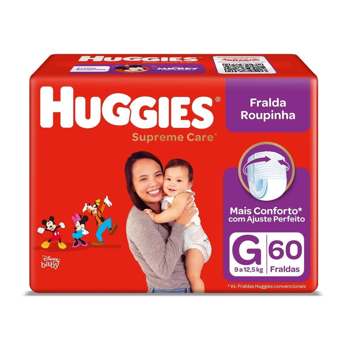 Fralda Descartável Infantil Roupinha Huggies Supreme Care G Pacote 60 Unidades Embalagem Econômica