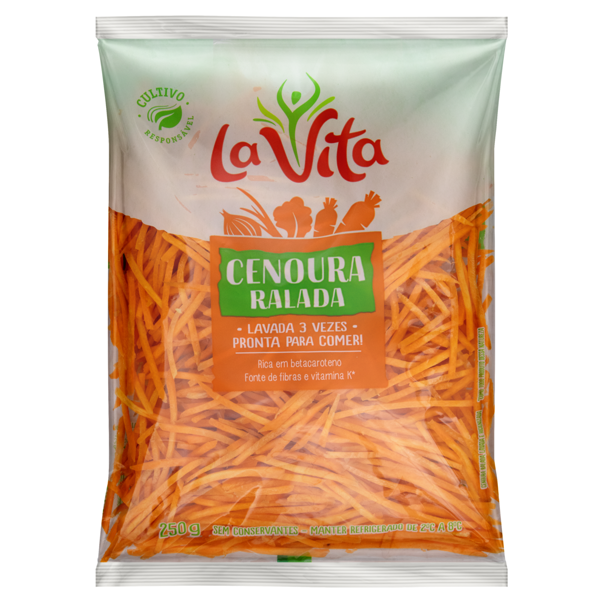 Cenoura Ralada Higienizada La Vita 250g