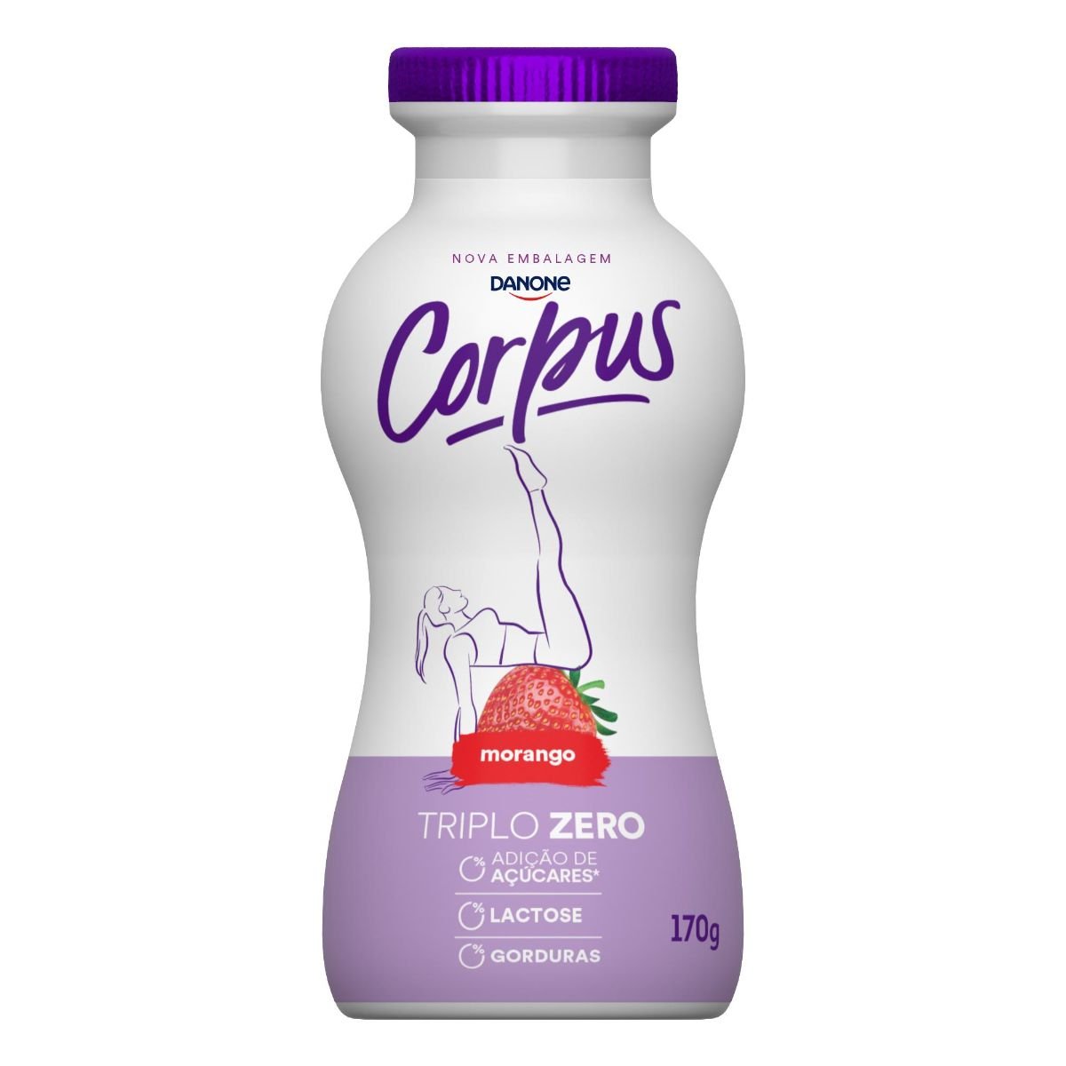 Iogurte Líquido Zero Lactose Corpus Morango 170g