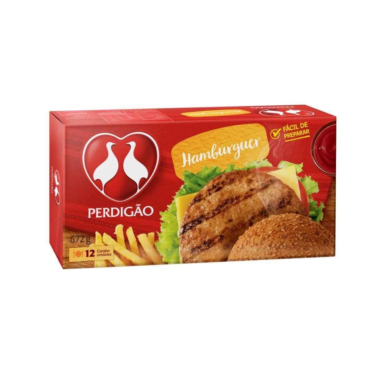 Hambúrguer de Carne de Frango e Bovina Perdigão Caixa 672g 12 Unidades