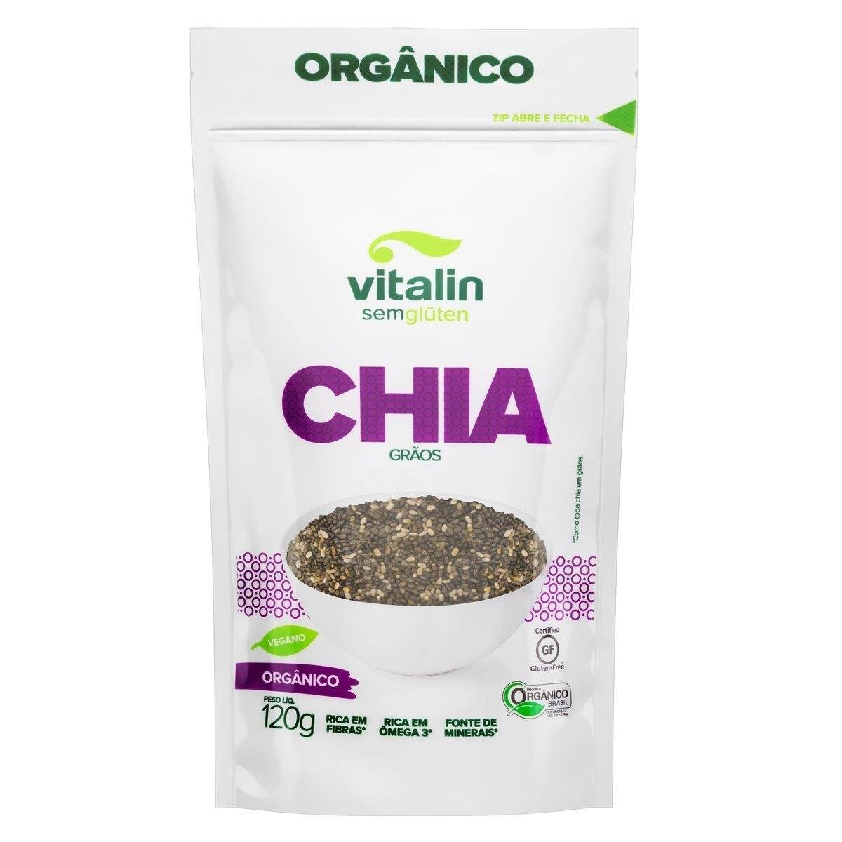 Chia em Grãos Orgânica Vitalin Pouch 120g