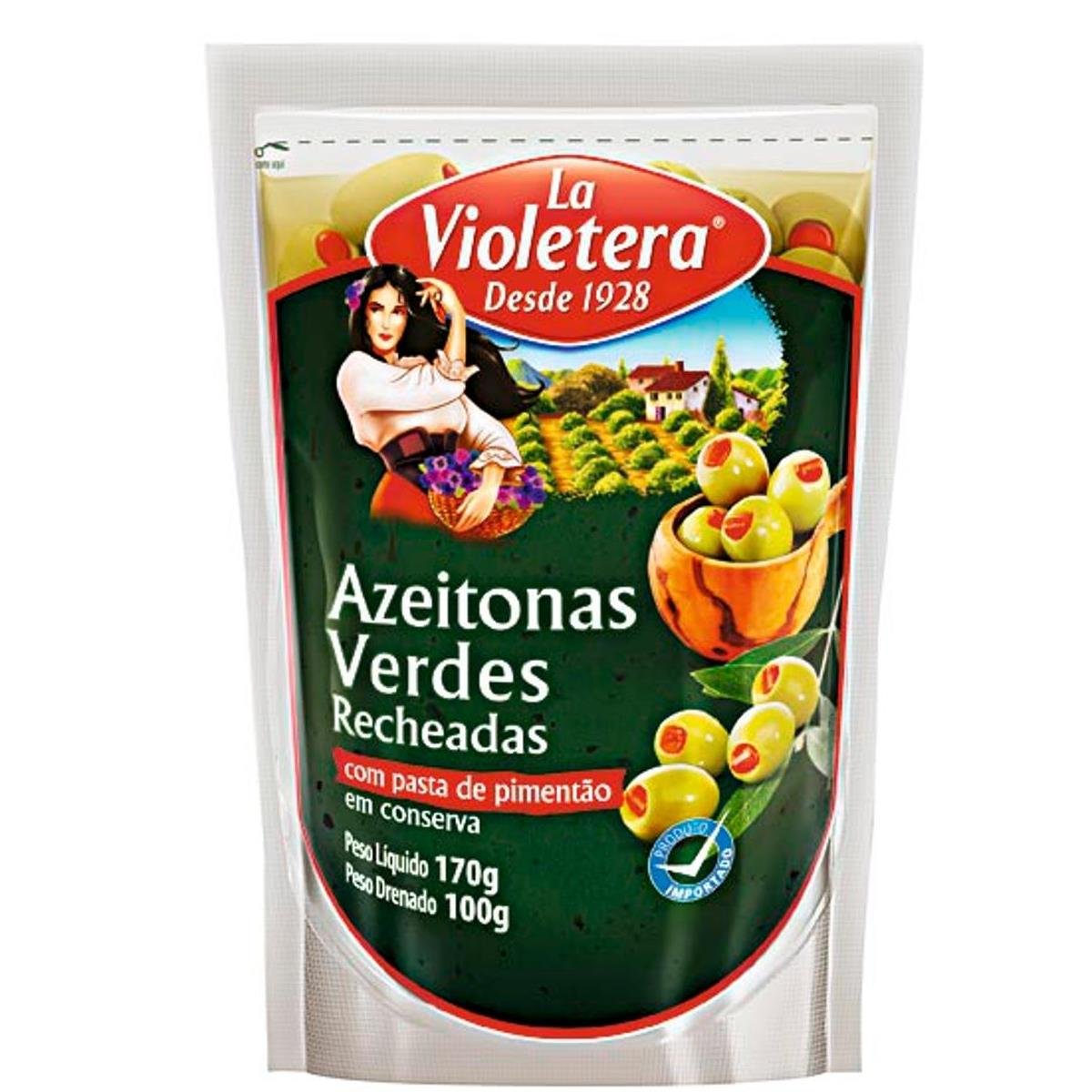 Azeitona Verde La Violet Recheada Pimenta 100g
