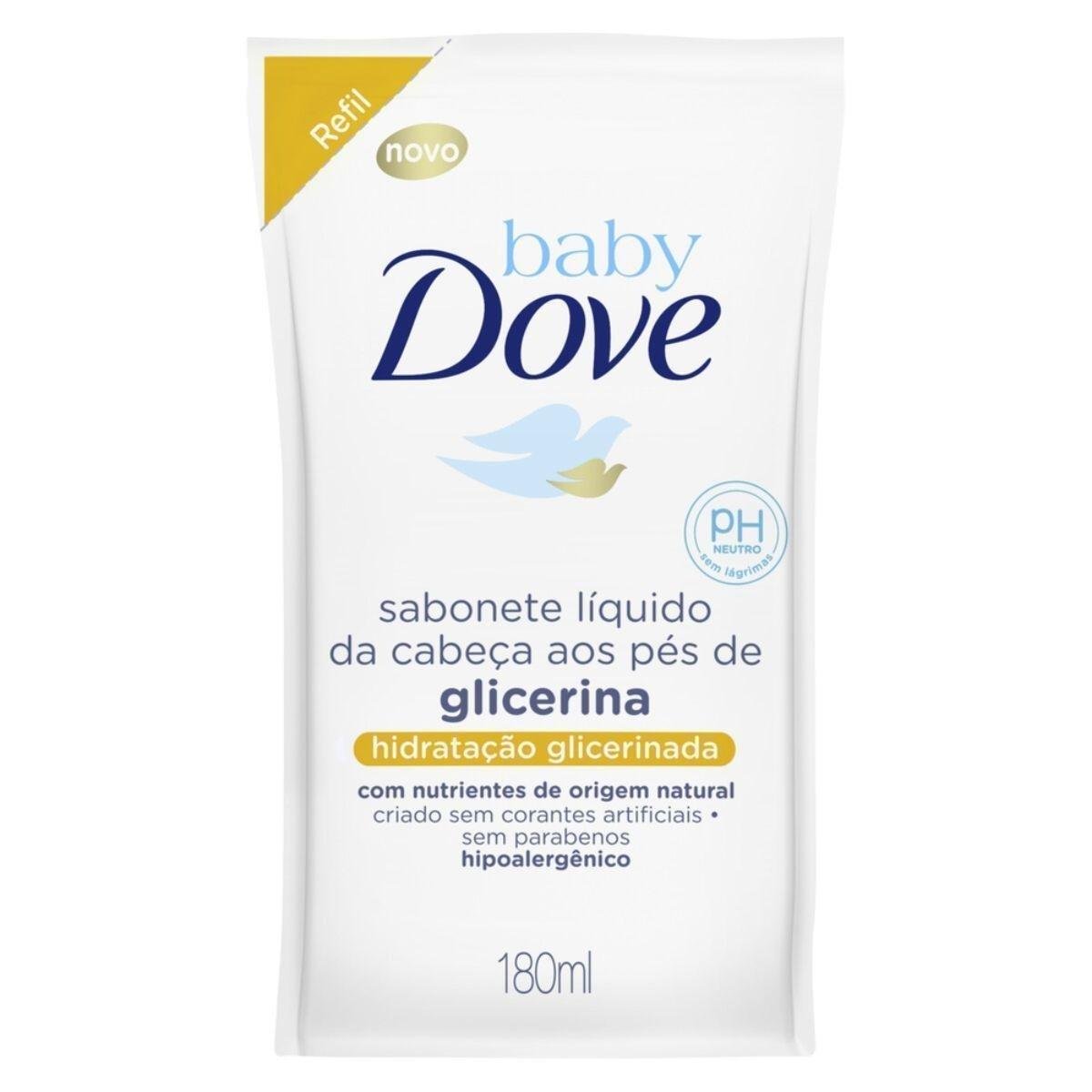 Sabonete Líquido Hidratação Glicerinada da Cabeça aos Pés Dove Baby Sachê 180ml Refil