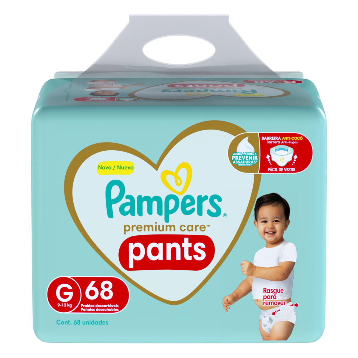 Fralda Descartável Infantil Pants Pampers Premium Care G Pacote 68 Unidades
