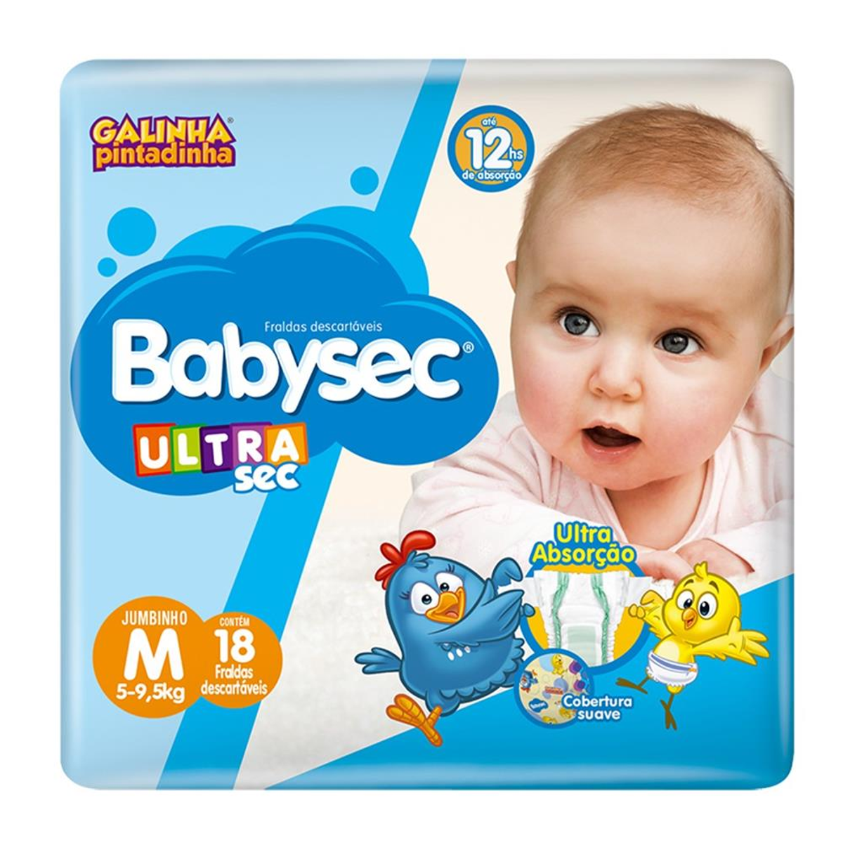 Fralda BABYSEC Galinha Pintadinha Ultra Tamanho M Pacote com 18 Unidades