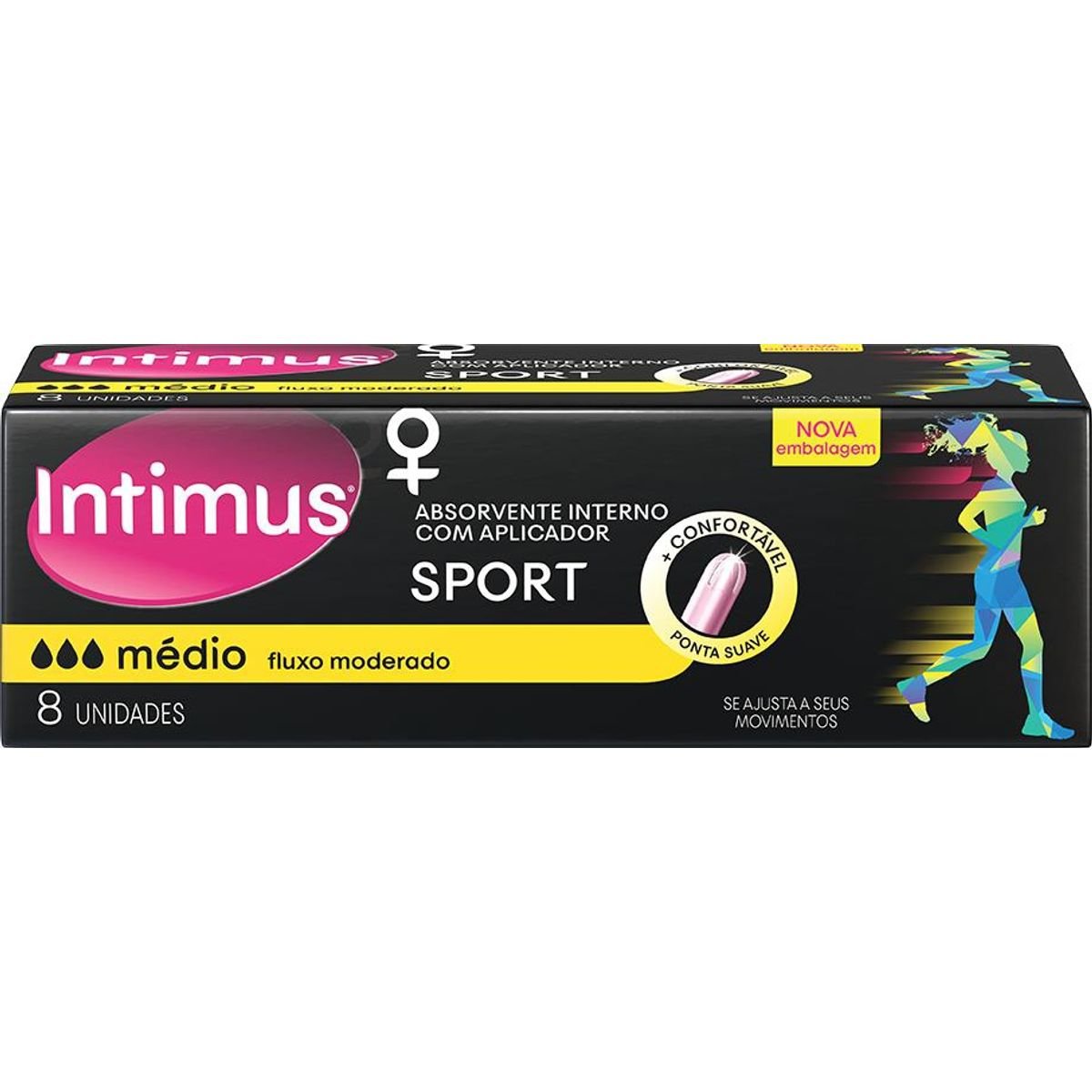 Absorvente Interno com Aplicador Intimus Sport Médio Caixa 8 Unidades