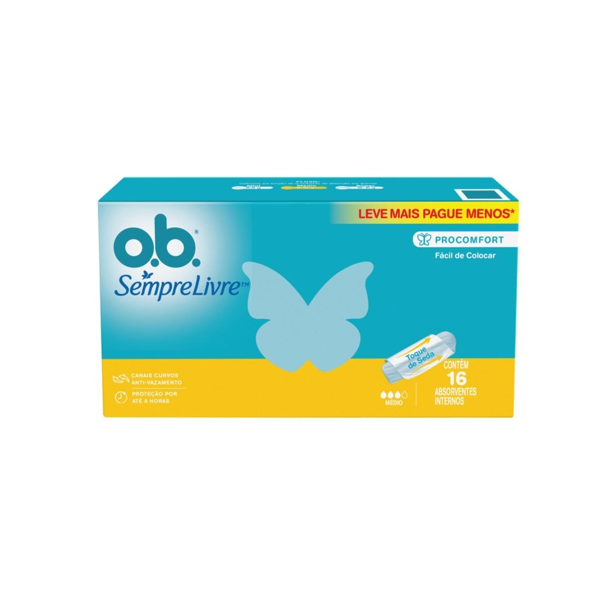 Absorvente Interno O.B. Sempre Livre ProComfort Médio Caixa 16 Unidades Leve Mais Pague Menos