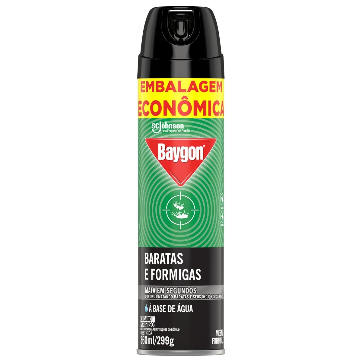 Inseticida Aerossol Mata Baratas e Formigas Base Água Baygon Frasco 360ml Spray Embalagem Econômica
