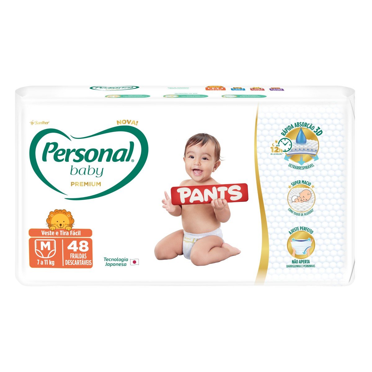 Fralda Descartável Pants Personal Baby Premium M Pacote 48 Unidades