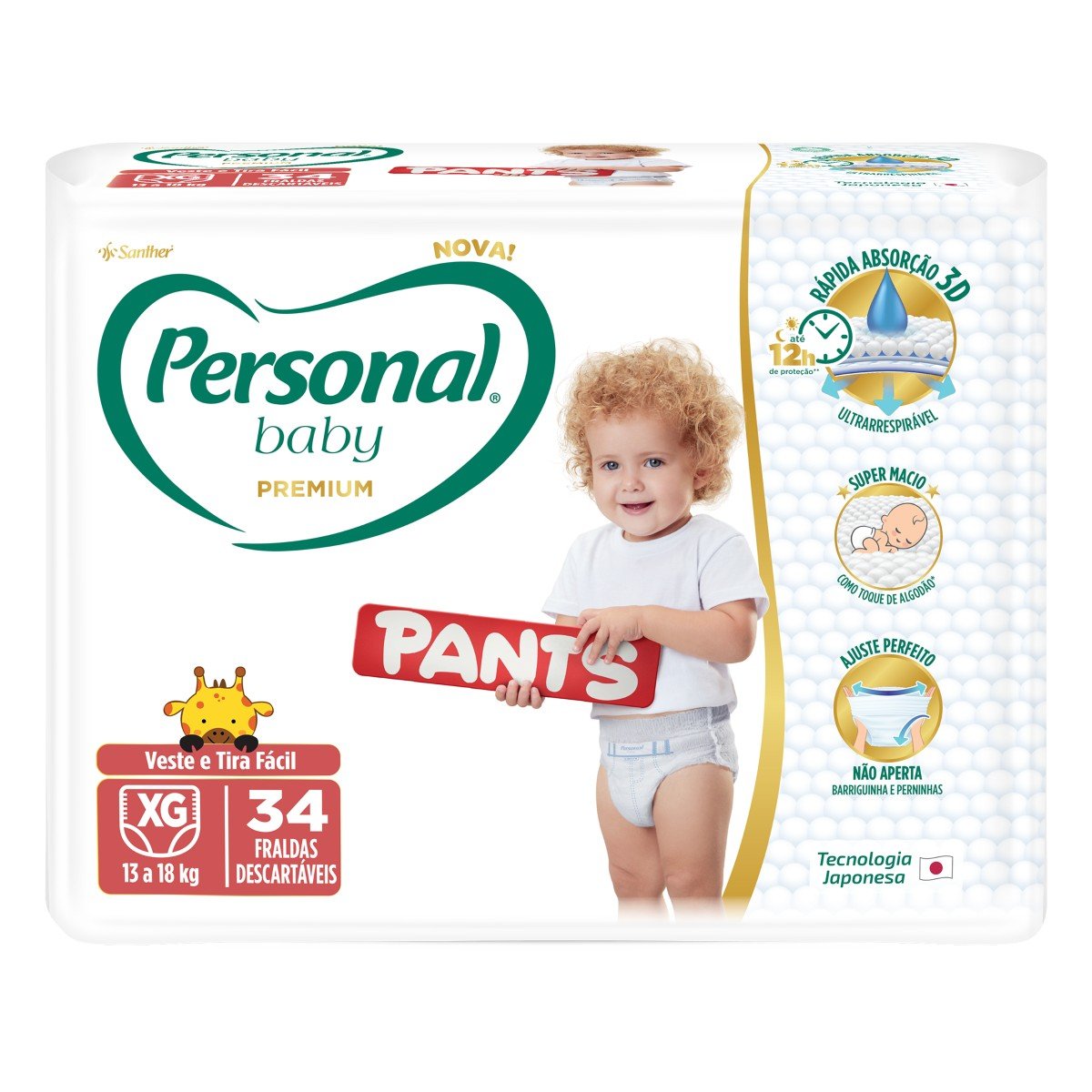 Fralda Descartável Pants Personal Baby Premium XG Pacote 34 Unidades