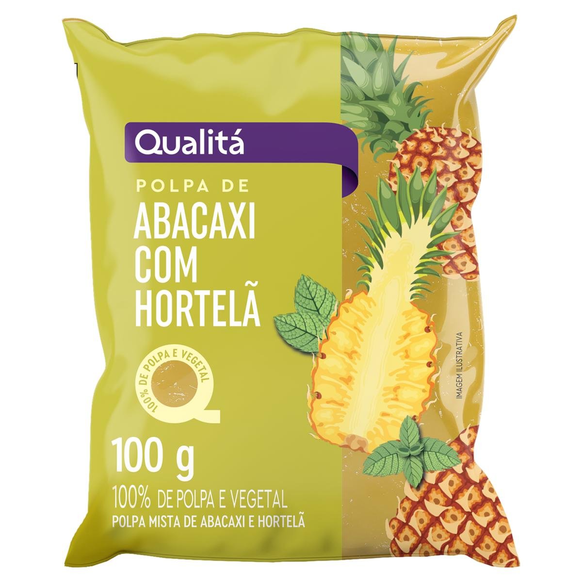 Polpa de Fruta Abacaxi com Hortelã Qualitá Pacote 100g
