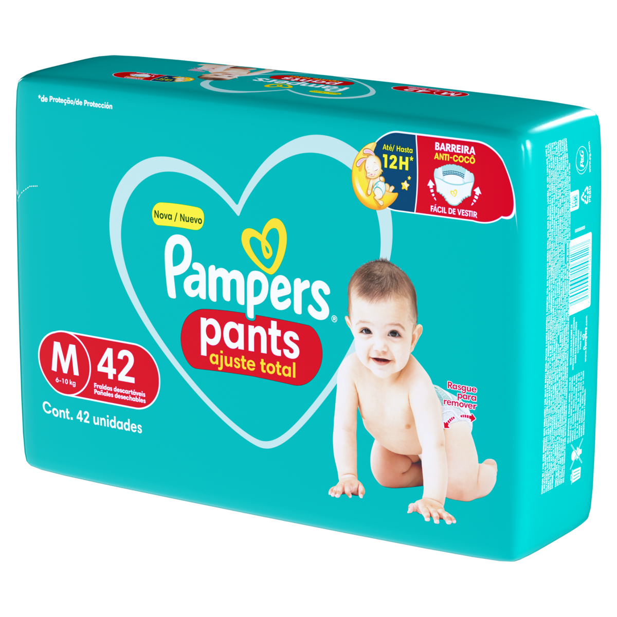 Fralda Descartável Infantil Pants Pampers Ajuste Total M Pacote 42 Unidades