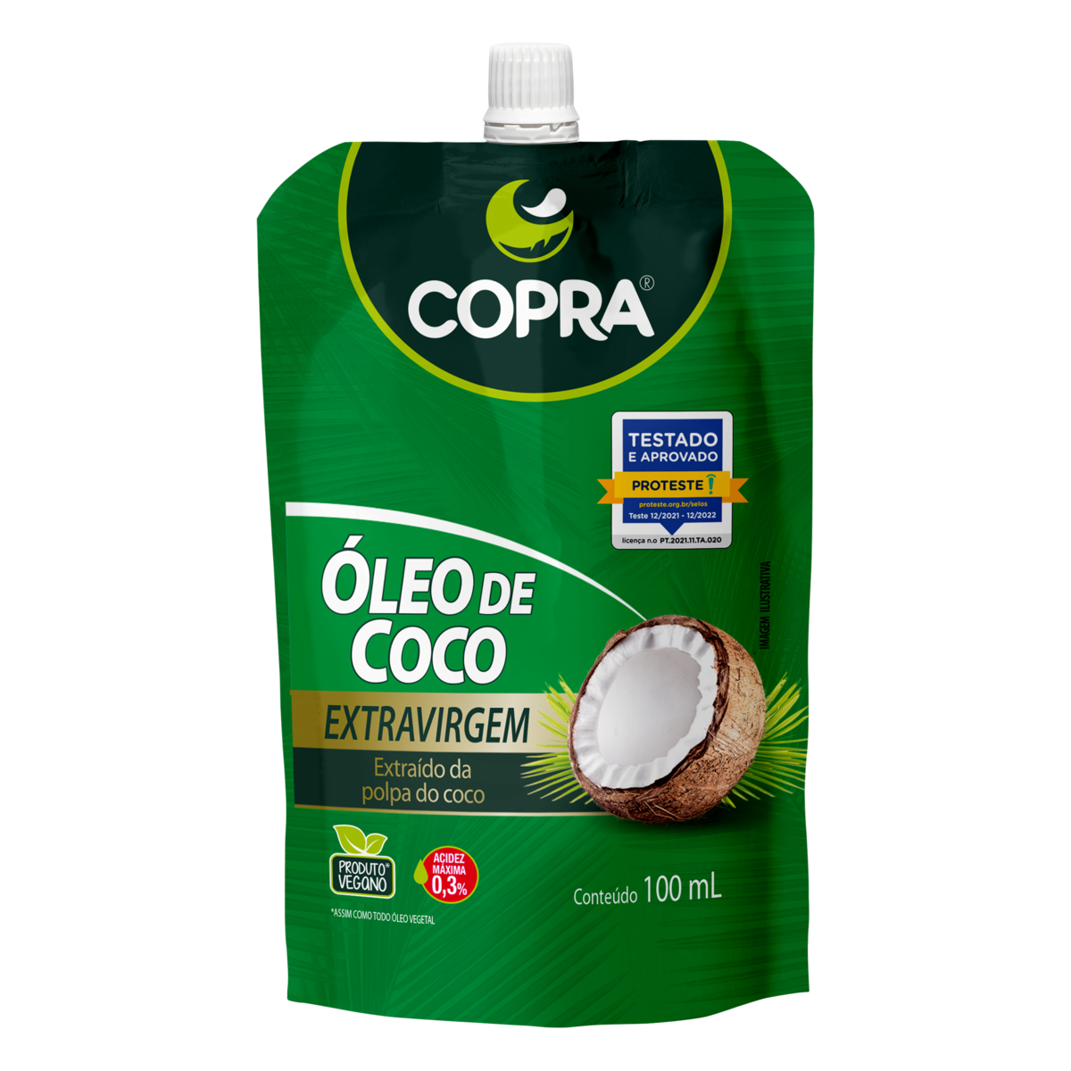 Óleo de Coco Extra Virgem Sachê Copra 100ml