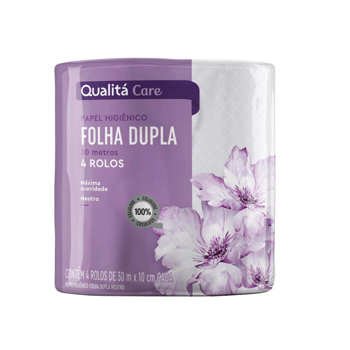 Papel Higiênico Folha Dupla Neutro Qualitá 30m Pacote 4 Unidades